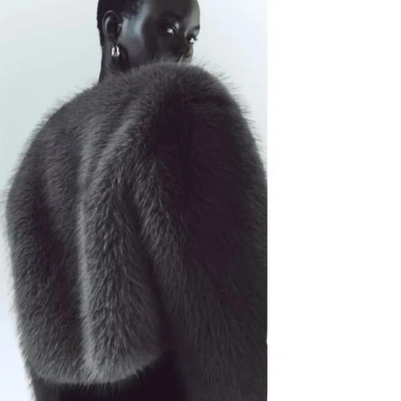 ZARA CROPPED FAUX FUR JACKET - Picture 7 of 11